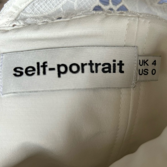 SELF-PORTRAIT White Asymmetric Floral Embroidered Eyelet Broderie Top Sz 0 - Picture 13 of 16